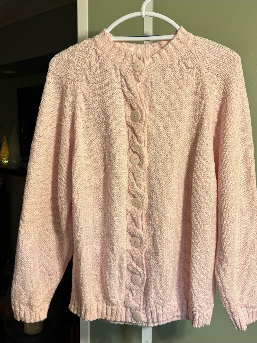 Woman’s Soft Knit Pink Button-Front Women's Sweater. Large